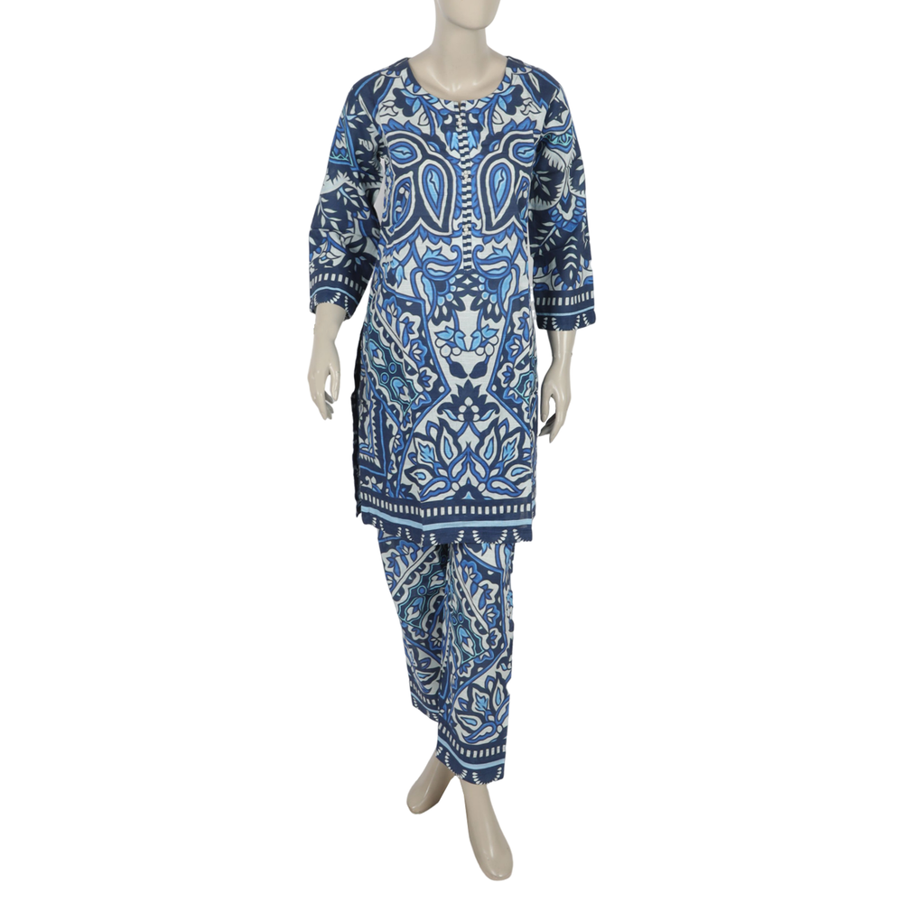 Women's Digital Printed Khaddar 2pcs Suit - Blue, Women Shalwar Suits, Chase Value, Chase Value