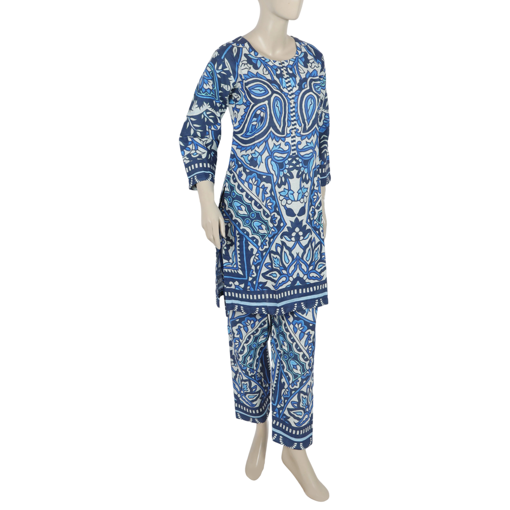 Women's Digital Printed Khaddar 2pcs Suit - Blue, Women Shalwar Suits, Chase Value, Chase Value