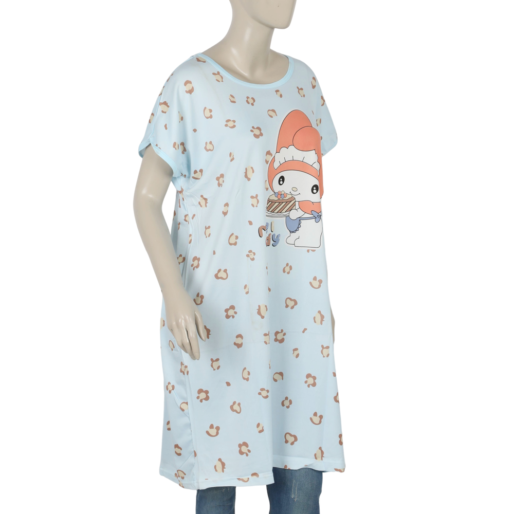 Women's Nighty T-Shirt - Blue, Women Night Suit, Chase Value, Chase Value