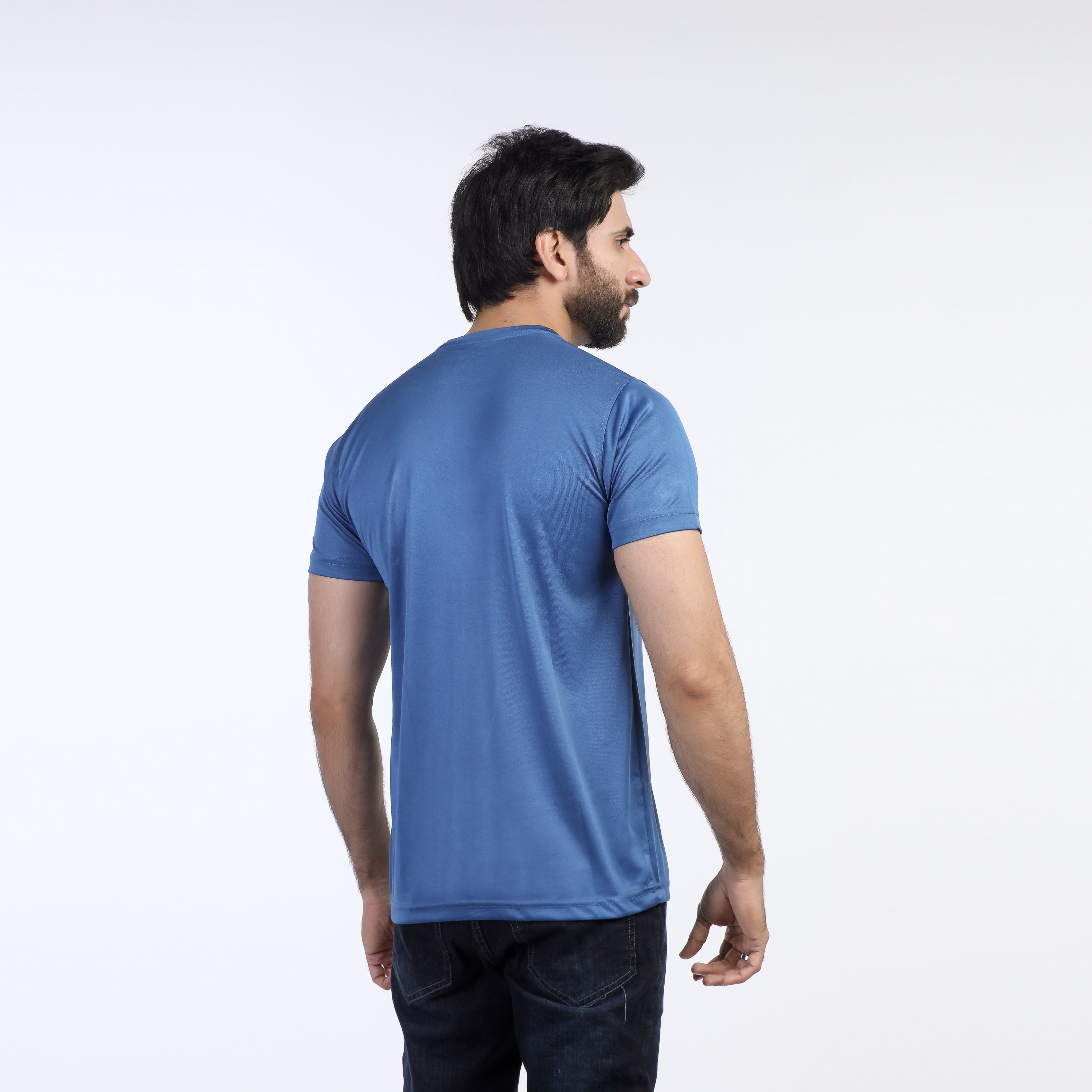 Men's Plain Half Sleeves Round Neck T-Shirt - Blue, Men's T-Shirts & Polos, Chase Value, Chase Value