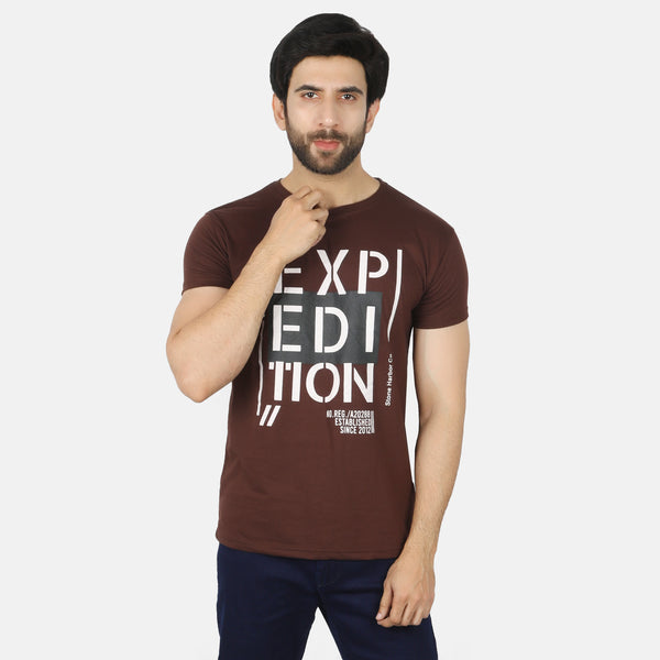 Men's Half Sleeves T-Shirt - Brown