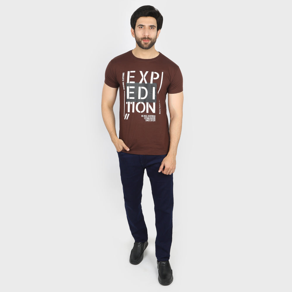 Men's Half Sleeves T-Shirt - Brown, Men's T-Shirts & Polos, Chase Value, Chase Value