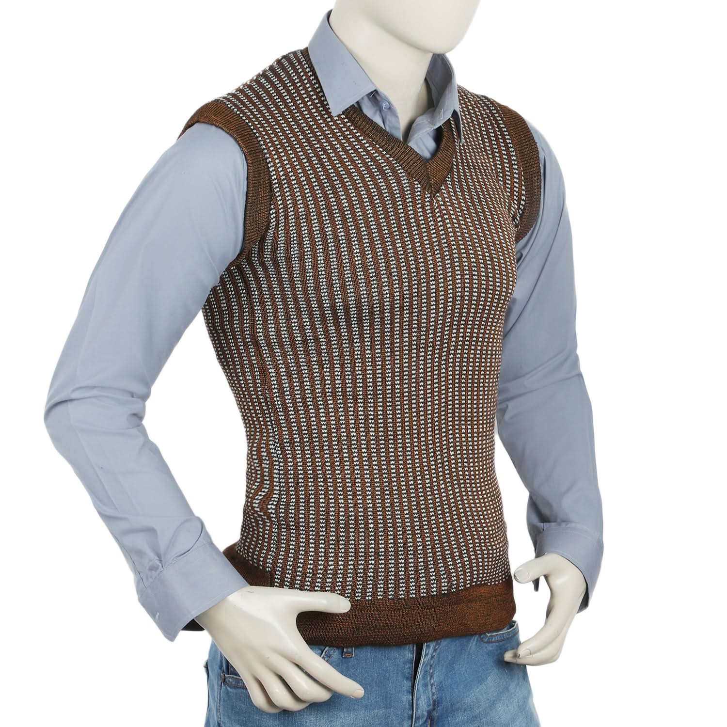 Men's Sleeveless Sweater  - Brown, Men's Sweater & Sweat Shirts, Chase Value, Chase Value