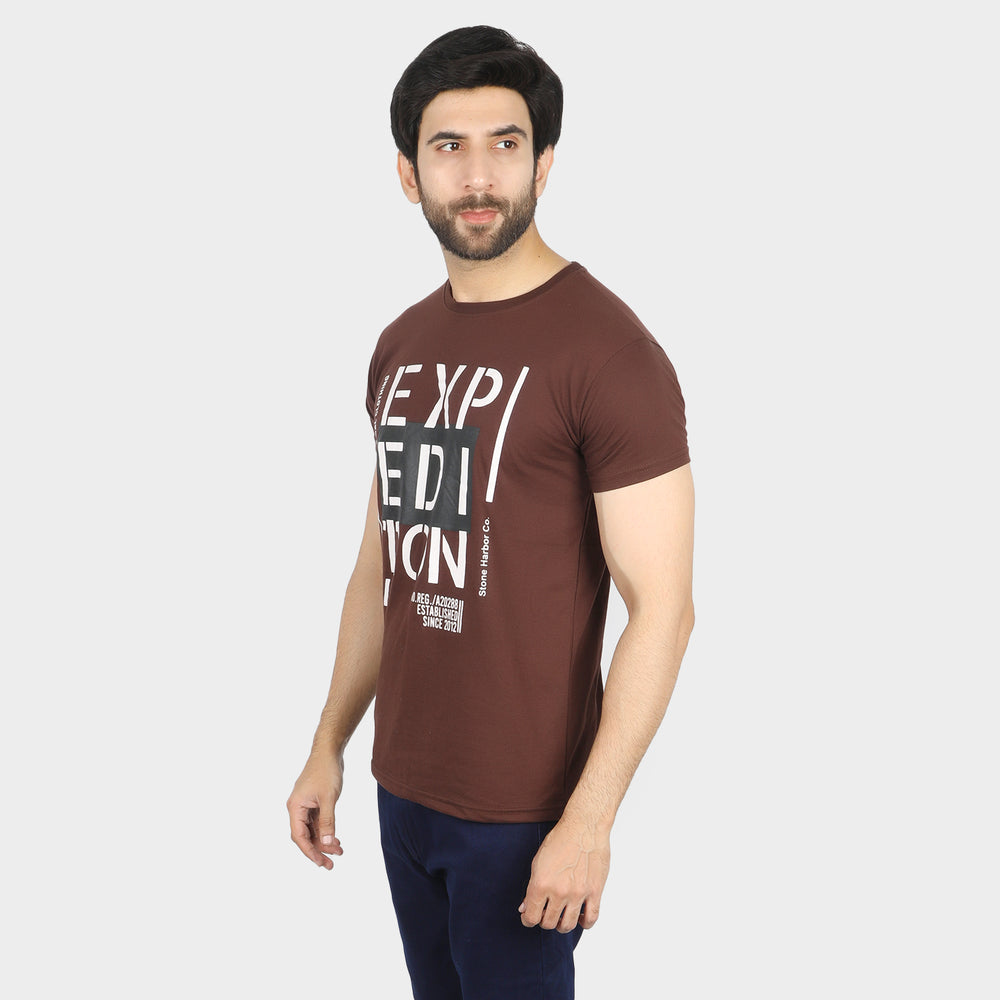 Men's Half Sleeves T-Shirt - Brown, Men's T-Shirts & Polos, Chase Value, Chase Value