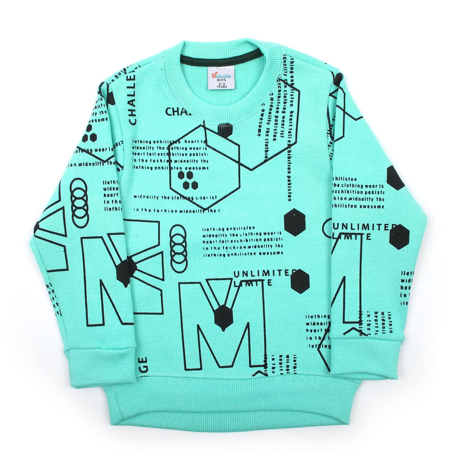 Boys Full Sleeves SweatShirt - Cyan, Boys Hoodies & Sweat Shirts, Chase Value, Chase Value
