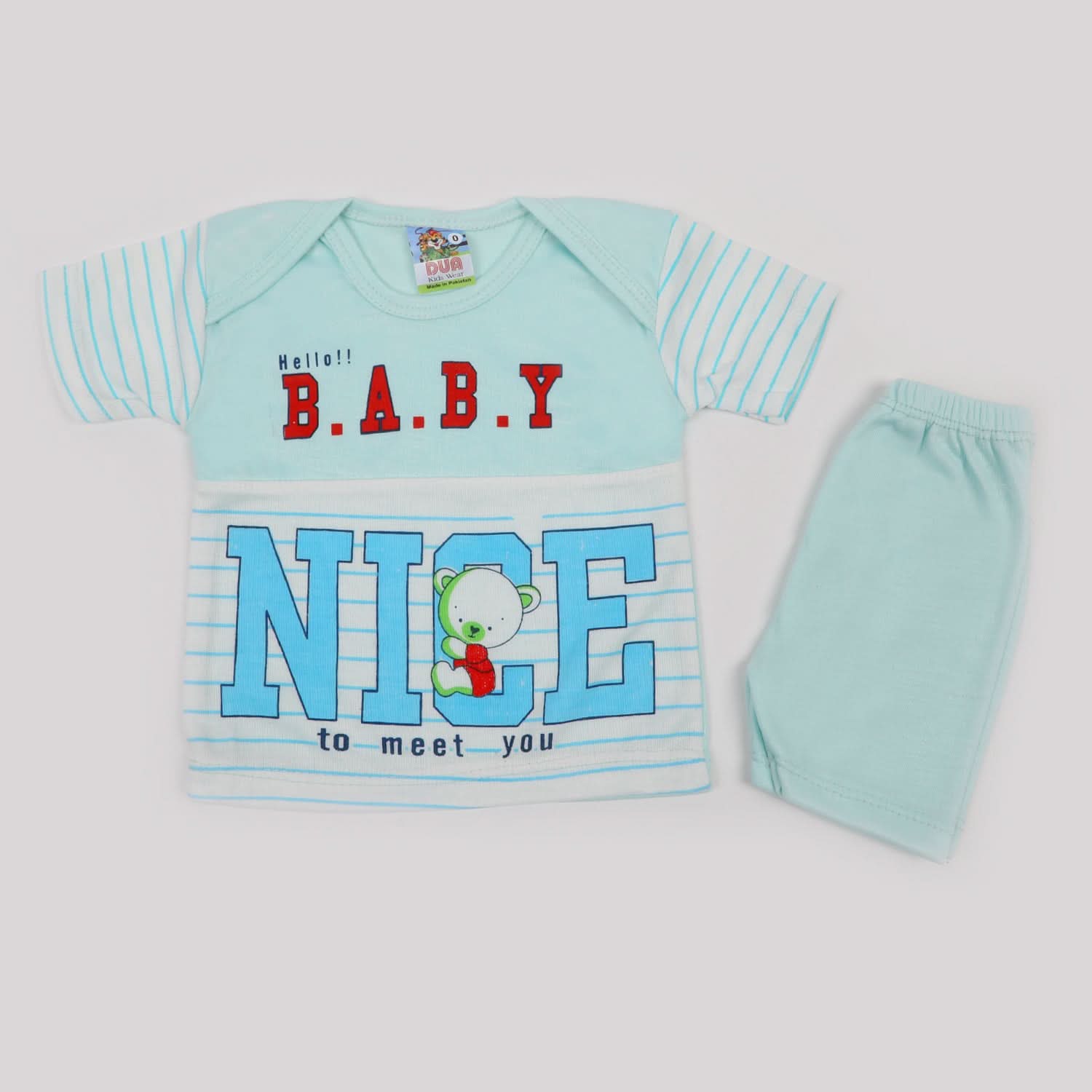 Newborn Boys Half Sleeves Suit - Cyan, Newborn Boys Sets & Suits, Chase Value, Chase Value