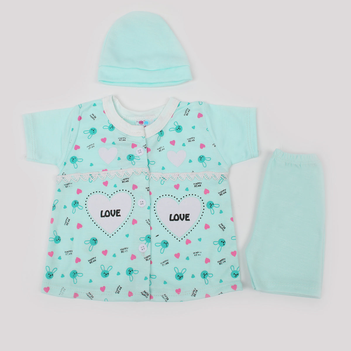 Newborn Girls Half Sleeves Suit - Cyan, Newborn Girls Sets & Suits, Chase Value, Chase Value