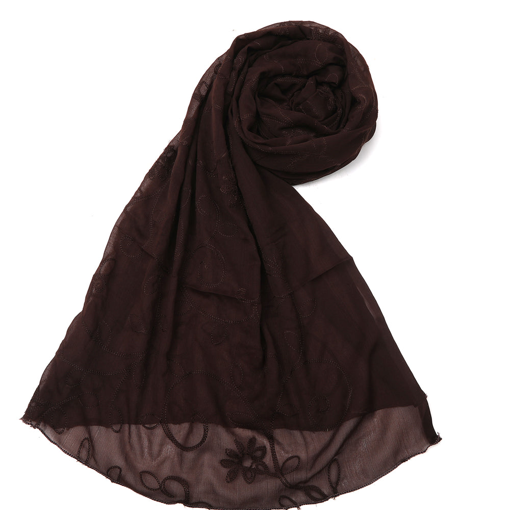 Women's Chiffon Emboridered Dupatta - Dark Brown, Women Dupatta, Chase Value, Chase Value