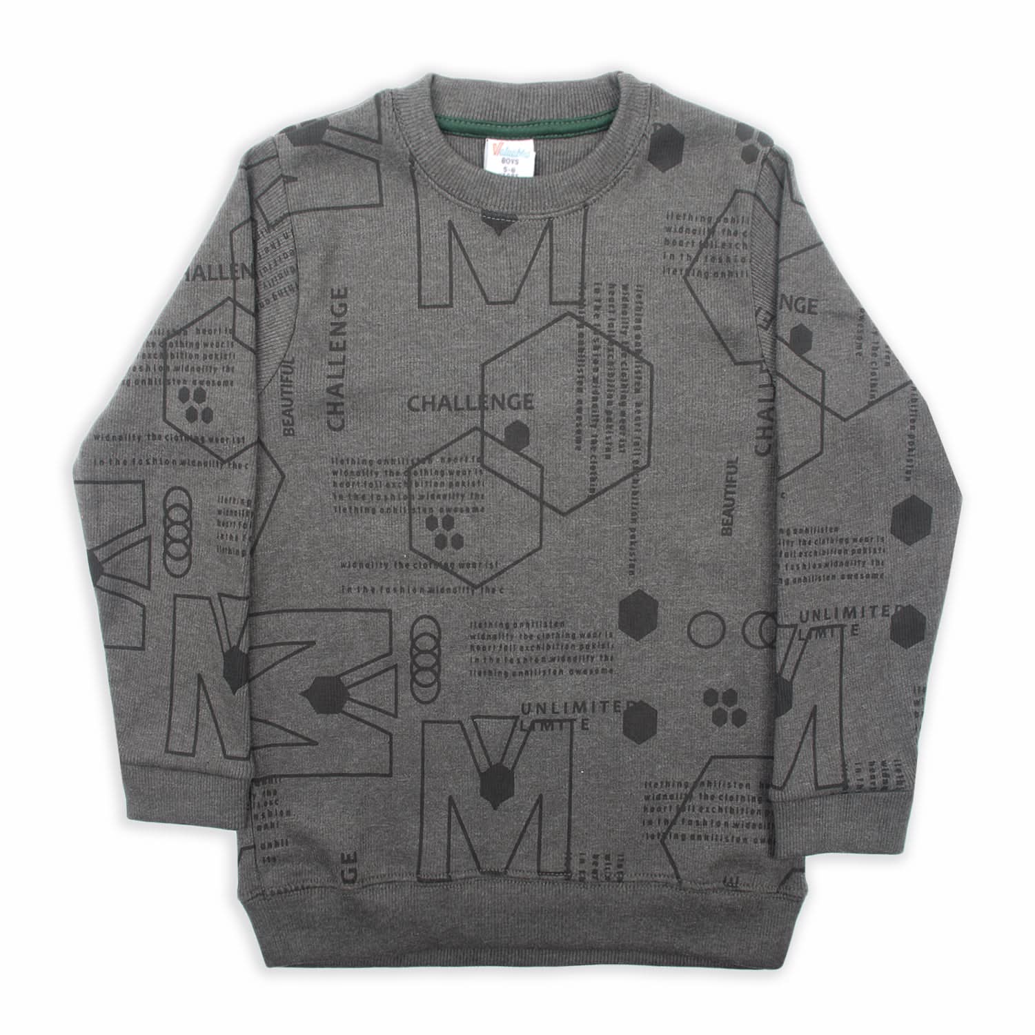 Boys Full Sleeves SweatShirt - Dark Grey, Boys Hoodies & Sweat Shirts, Chase Value, Chase Value