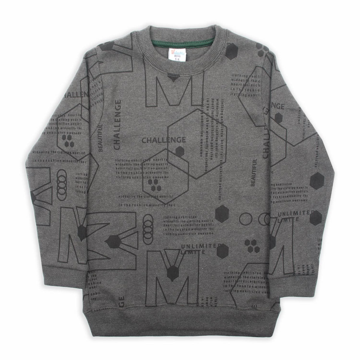 Boys Full Sleeves SweatShirt - Dark Grey, Boys Hoodies & Sweat Shirts, Chase Value, Chase Value