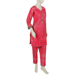 Women's Digital Printed Khaddar 2pcs Suit - Dark Pink