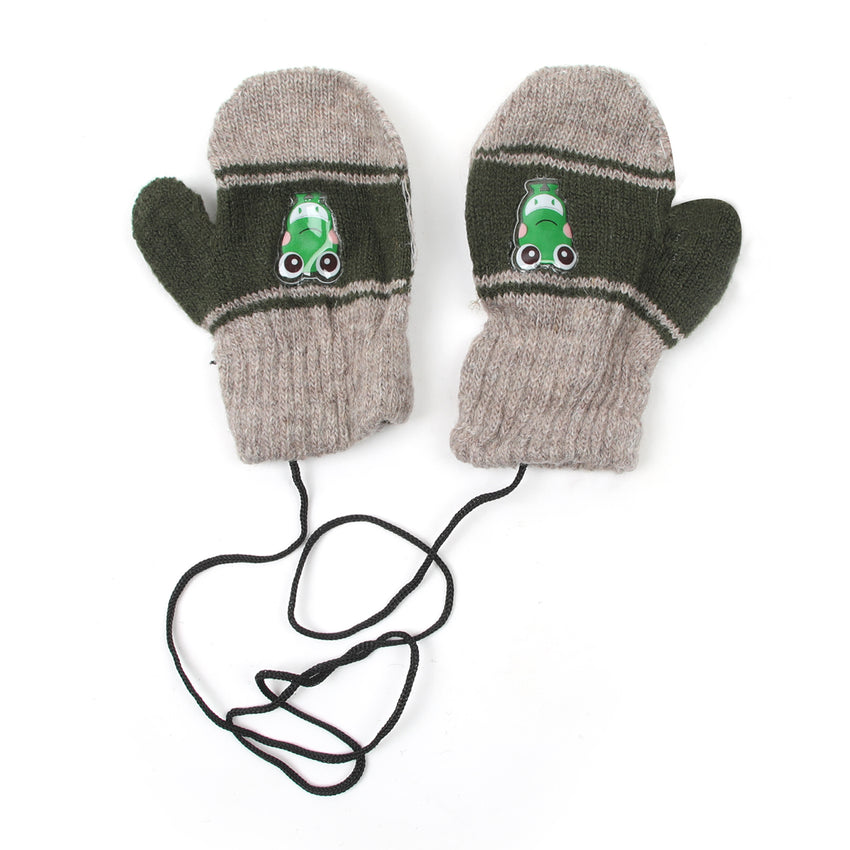 Newborn Woolen Gloves - Dark Green