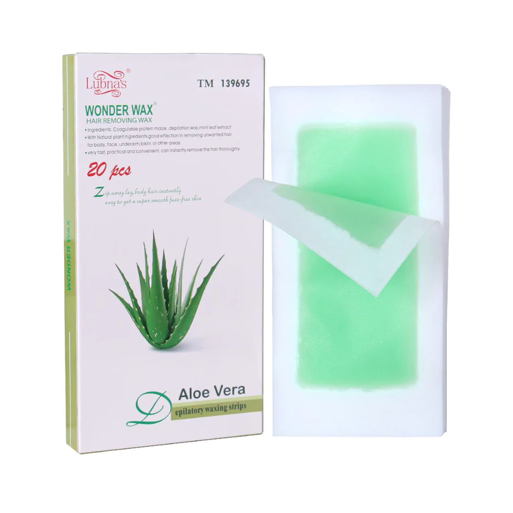 Lubnas Wonder Aloe Vera Depilatory Waxing Strips - 20Pcs, Hair Removal, Lubnas, Chase Value