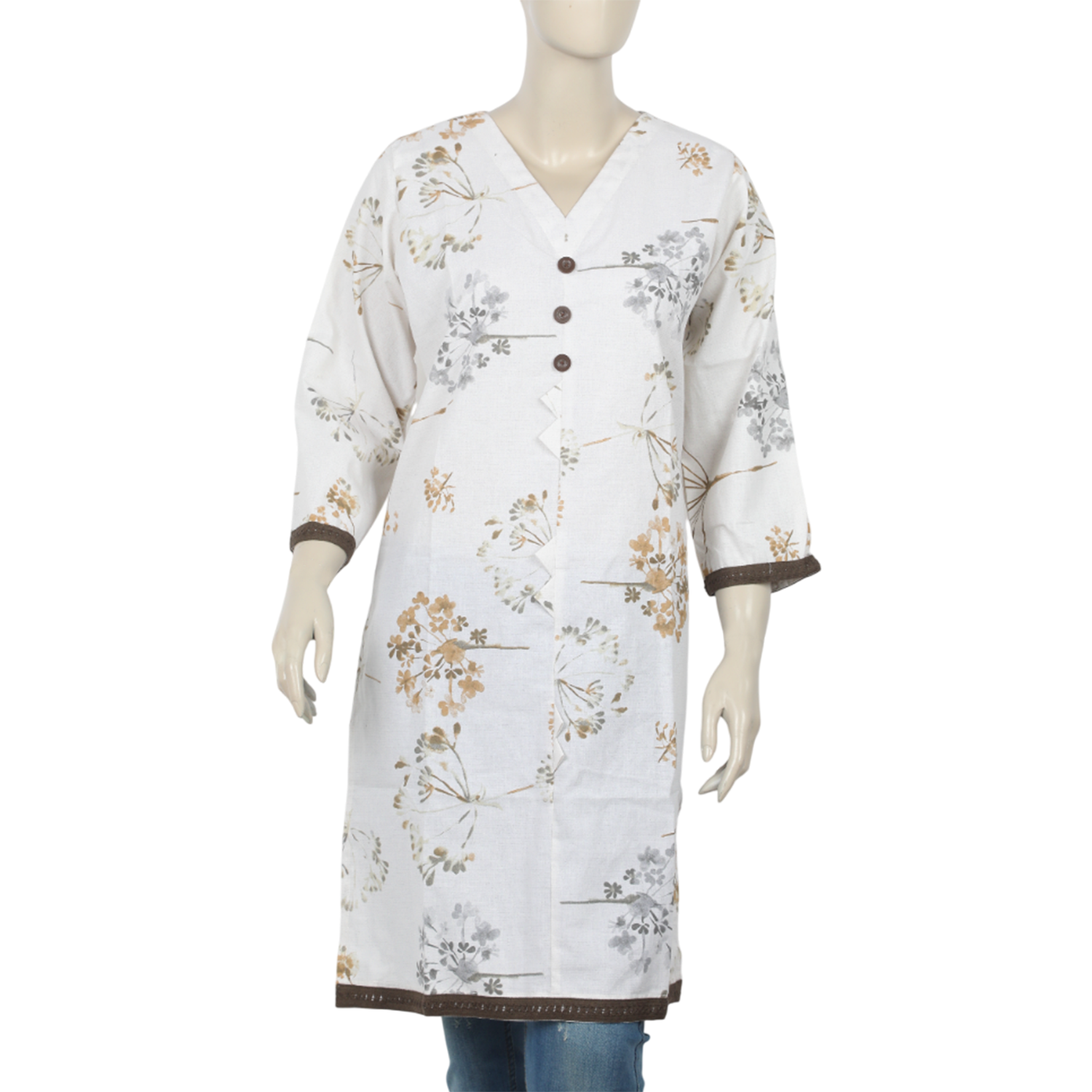 Women's Printed Kurti - Fawn, Women Ready Kurtis, Chase Value, Chase Value