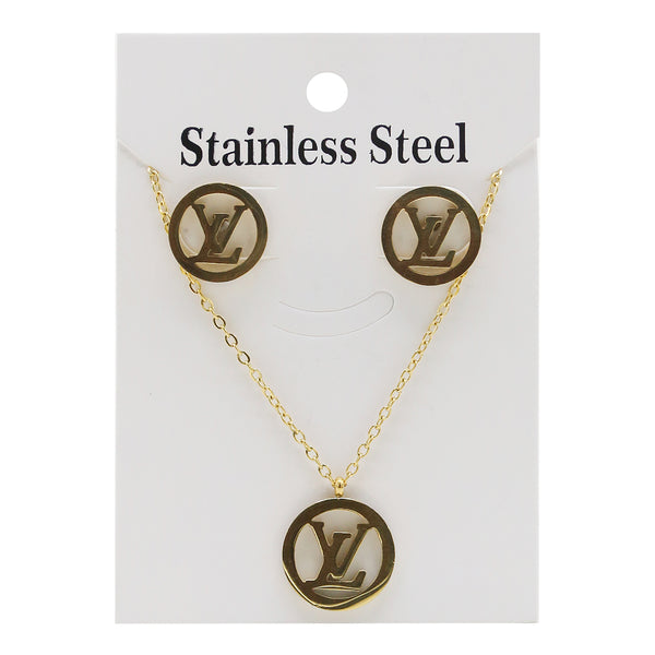 Branded Necklace - Chain & Locket - Golden