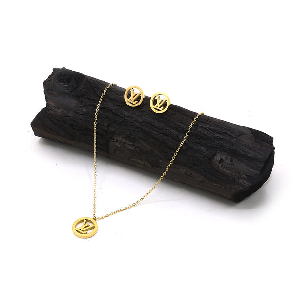 Branded Necklace - Chain & Locket - Golden