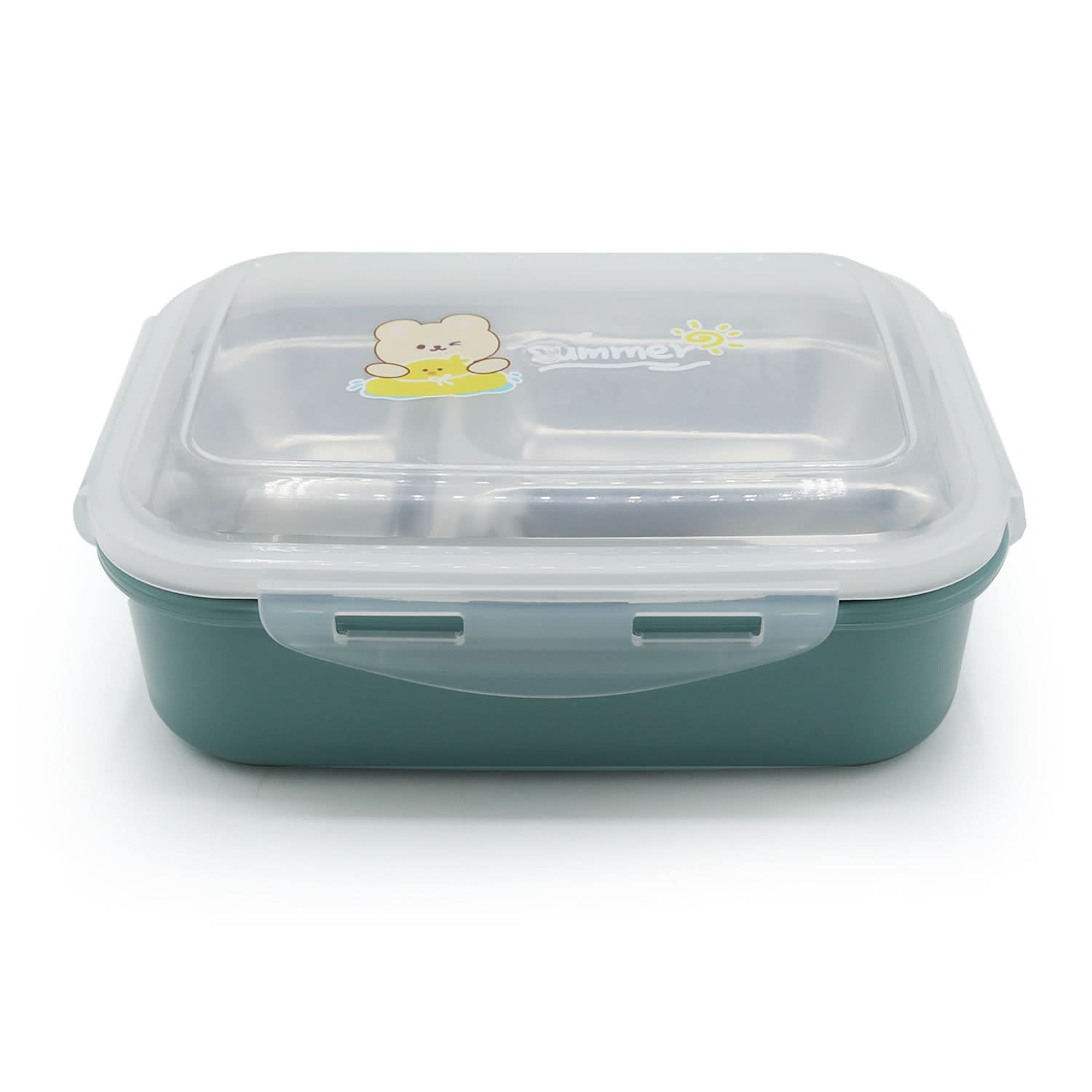 Lunch Box With Spoon - Green, Tiffin Boxes & Bottles, Chase Value, Chase Value