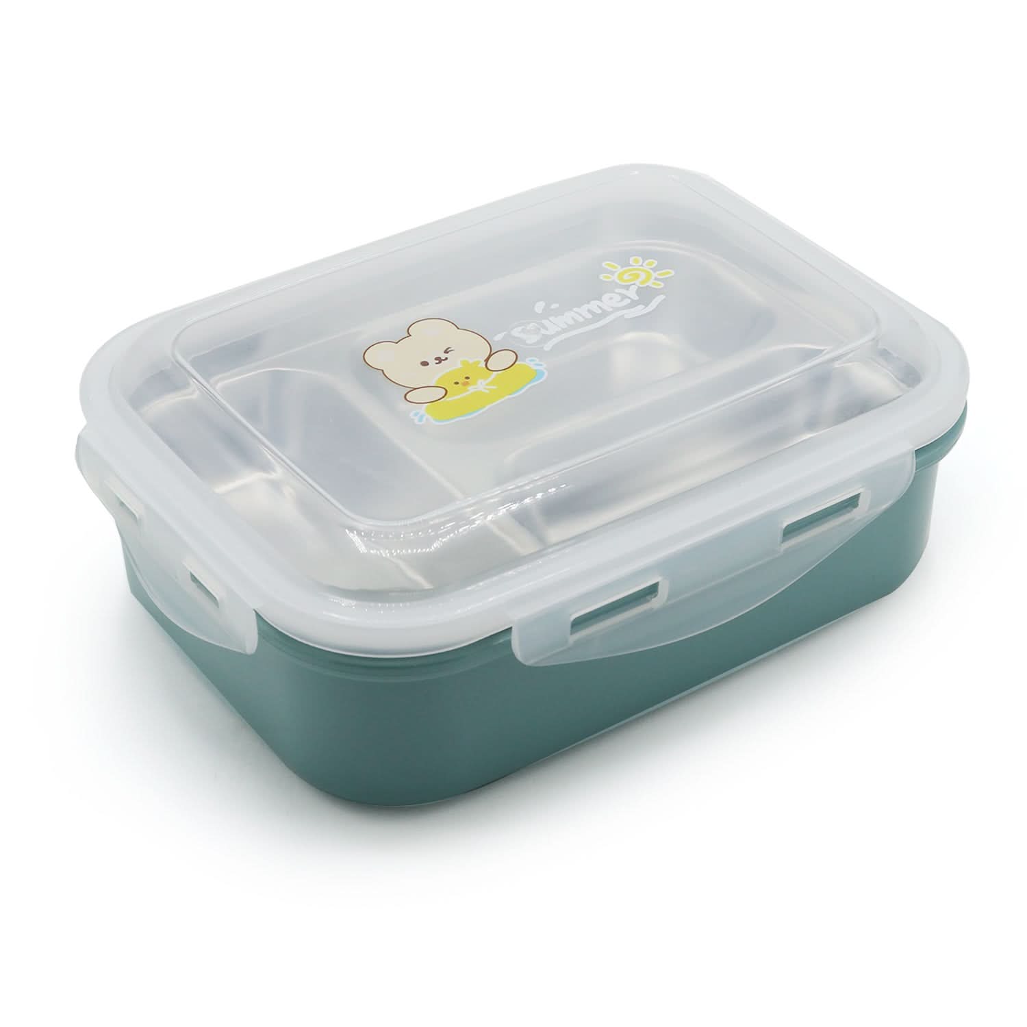 Lunch Box With Spoon - Green, Tiffin Boxes & Bottles, Chase Value, Chase Value