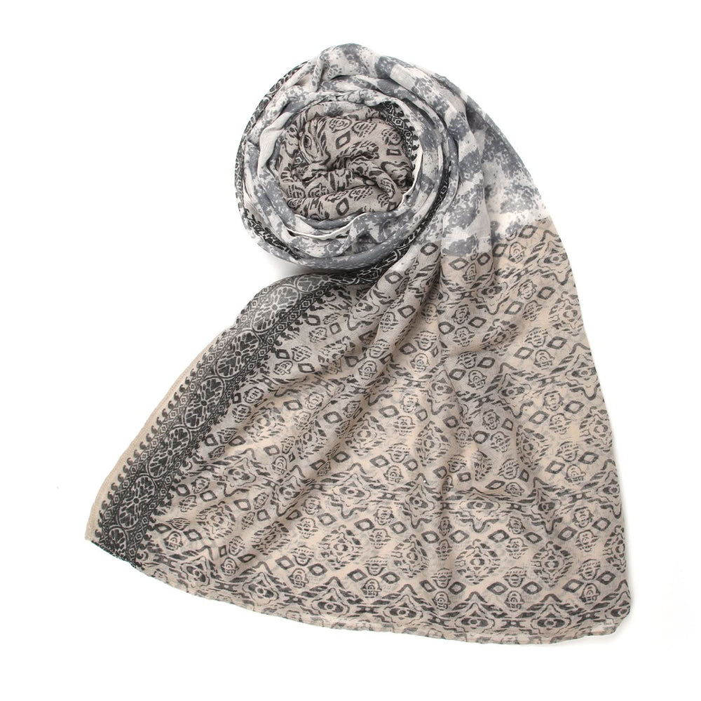 Women's Lawn Print Fancy Scarf - Grey, Women Scarf Pins & Brooches, Chase Value, Chase Value
