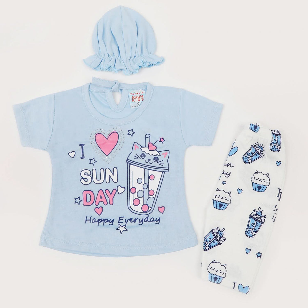 Newborn Girls Half Sleeves Suit - Light Blue, Newborn Girls Sets & Suits, Chase Value, Chase Value