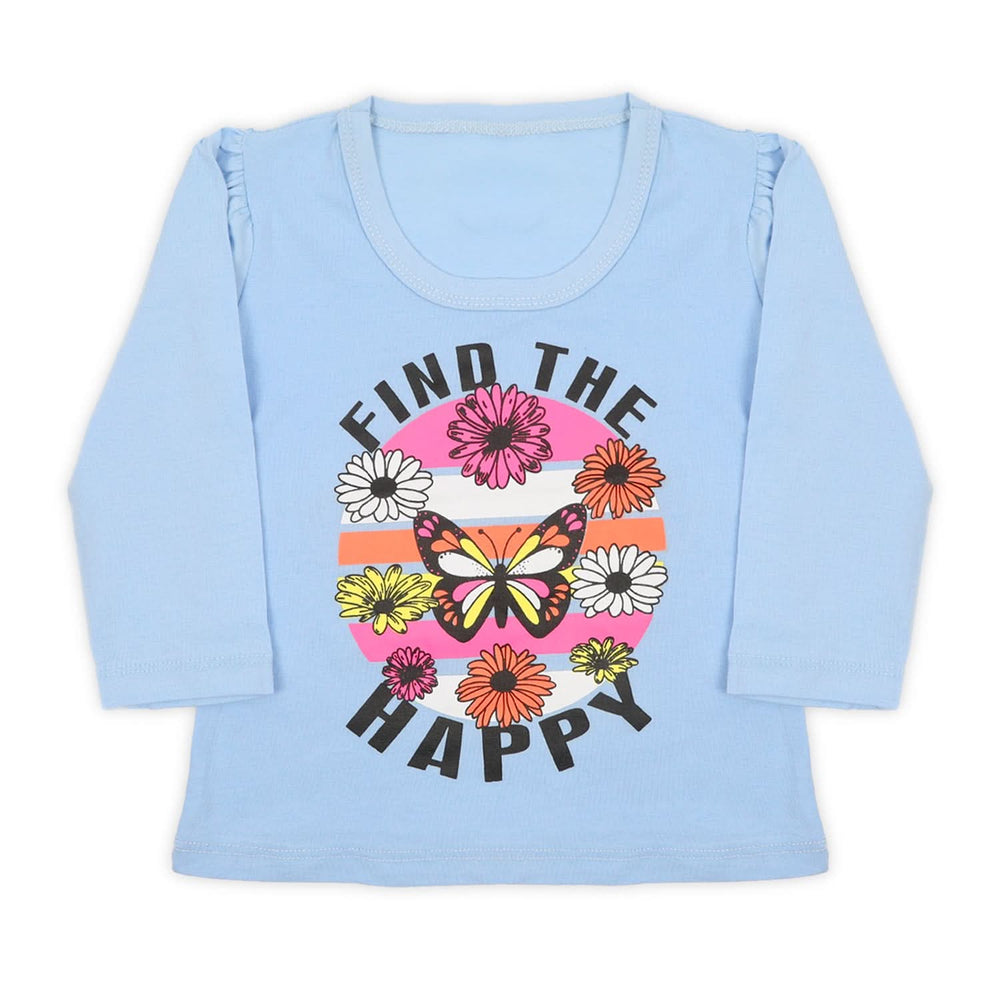 Girls Full Sleeves T-Shirt - Light Blue, Girls T-Shirts, Chase Value, Chase Value