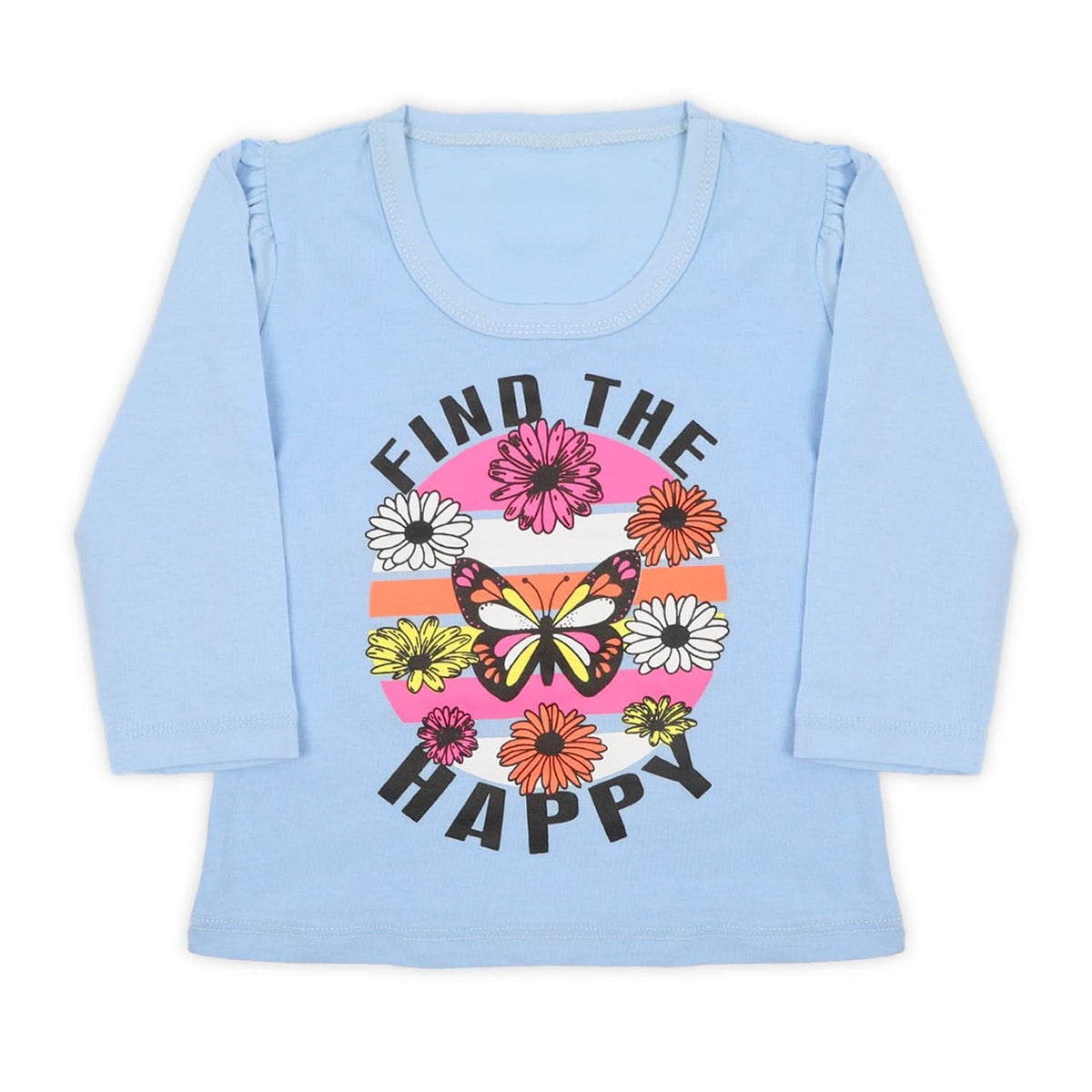 Girls Full Sleeves T-Shirt - Light Blue, Girls T-Shirts, Chase Value, Chase Value