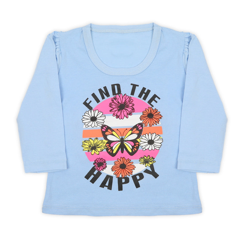 Girls Full Sleeves T-Shirt - Light Blue