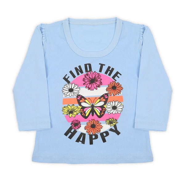 Girls Full Sleeves T-Shirt - Light Blue