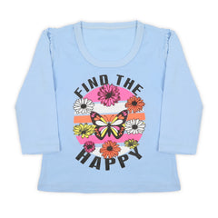Girls Full Sleeves T-Shirt - Light Blue