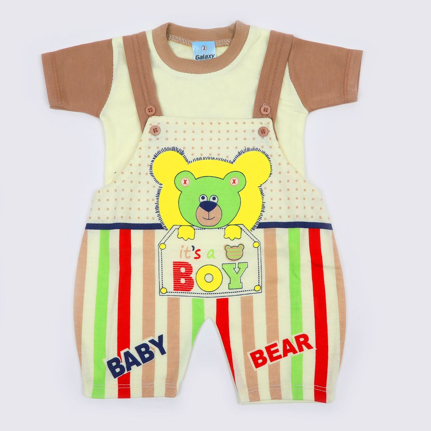 Newborn Boys Half Sleeves Romper - Light Brown, Newborn Boys Rompers, Chase Value, Chase Value