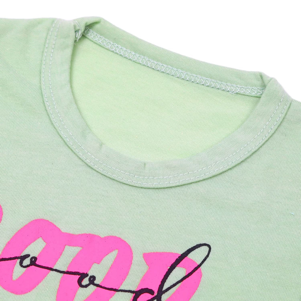 Girls Full Sleeves T-Shirt - Light Green, Girls T-Shirts, Chase Value, Chase Value