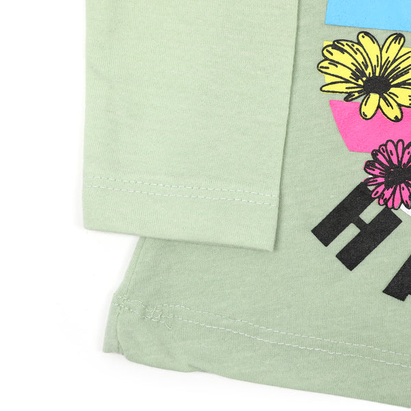 Girls Full Sleeves T-Shirt - Light Green