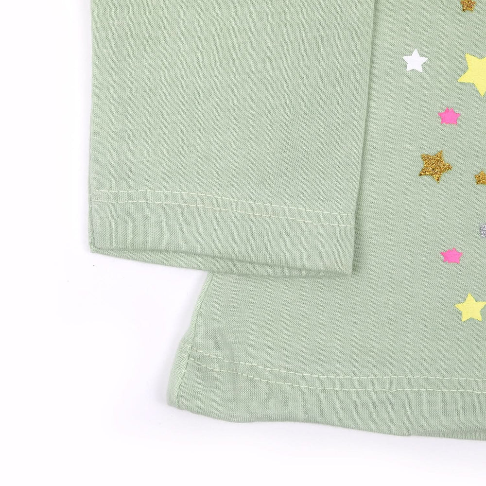 Girls Full Sleeves T-Shirt - Light Green, Girls T-Shirts, Chase Value, Chase Value