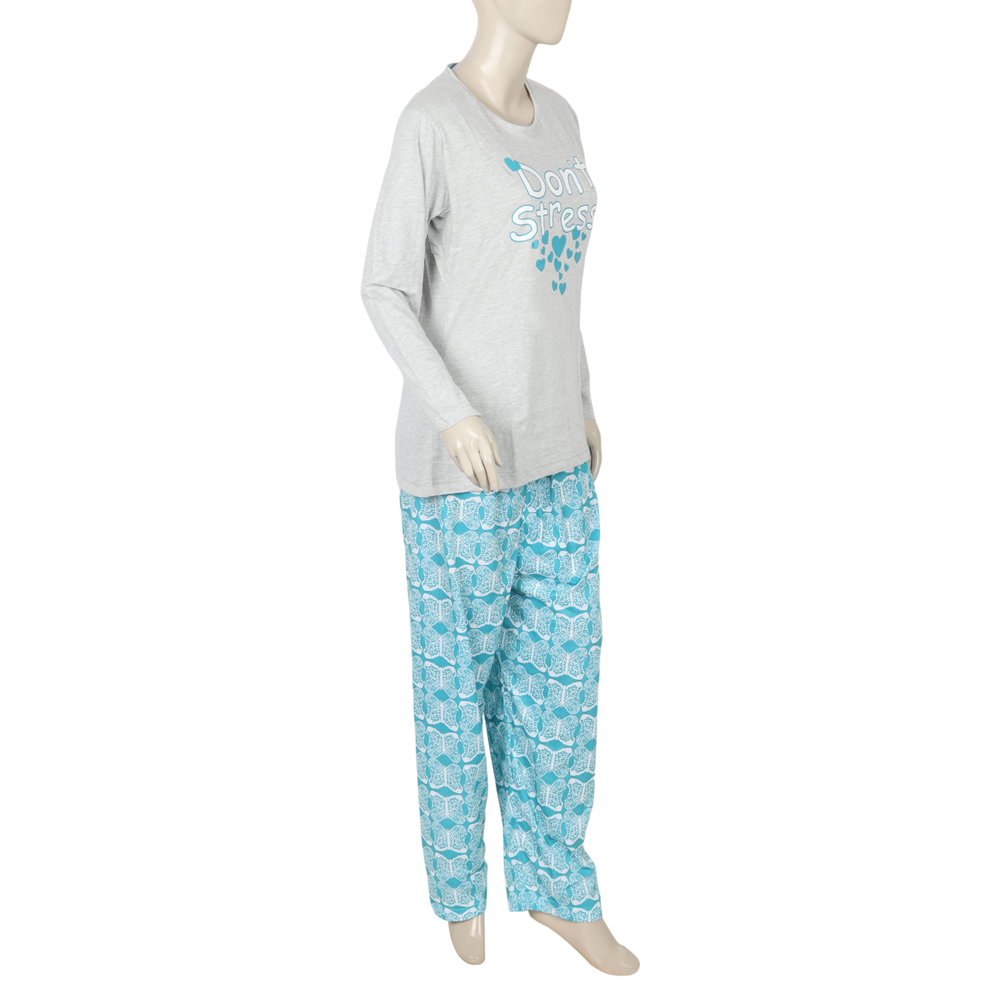 Women's Full Sleeves Night Suit - Light Grey, Women Night Suit, Chase Value, Chase Value