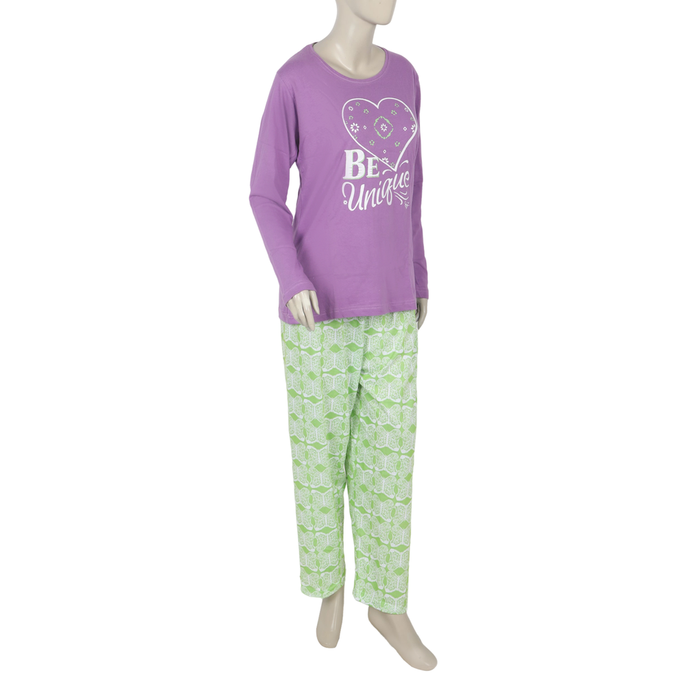 Women's Full Sleeves Night Suit - Light Purple, Women Night Suit, Chase Value, Chase Value