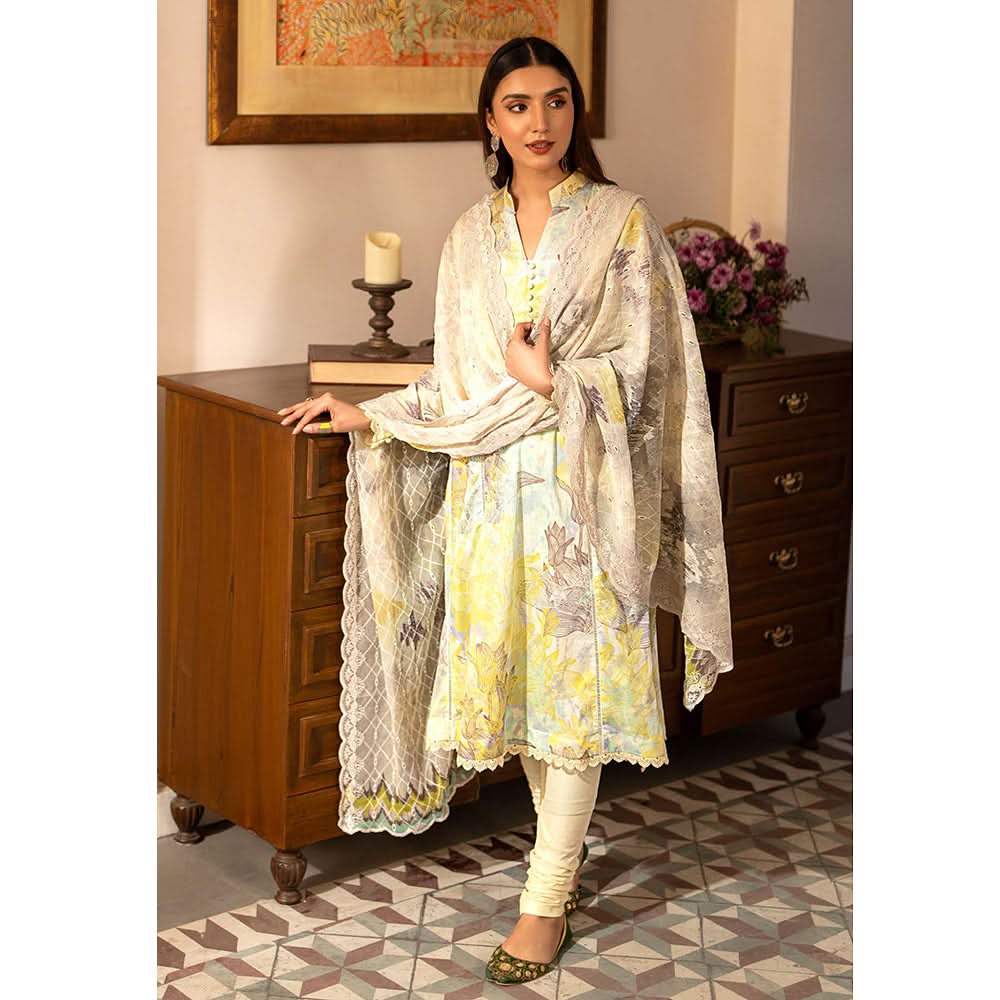 Al Zohaib Sun Shine Chikankari Lawn Printed Suit 3Pcs Unstitched Suit - 1, Women, 3Pcs Shalwar Suit, Al-Zohaib Textiles, Chase Value