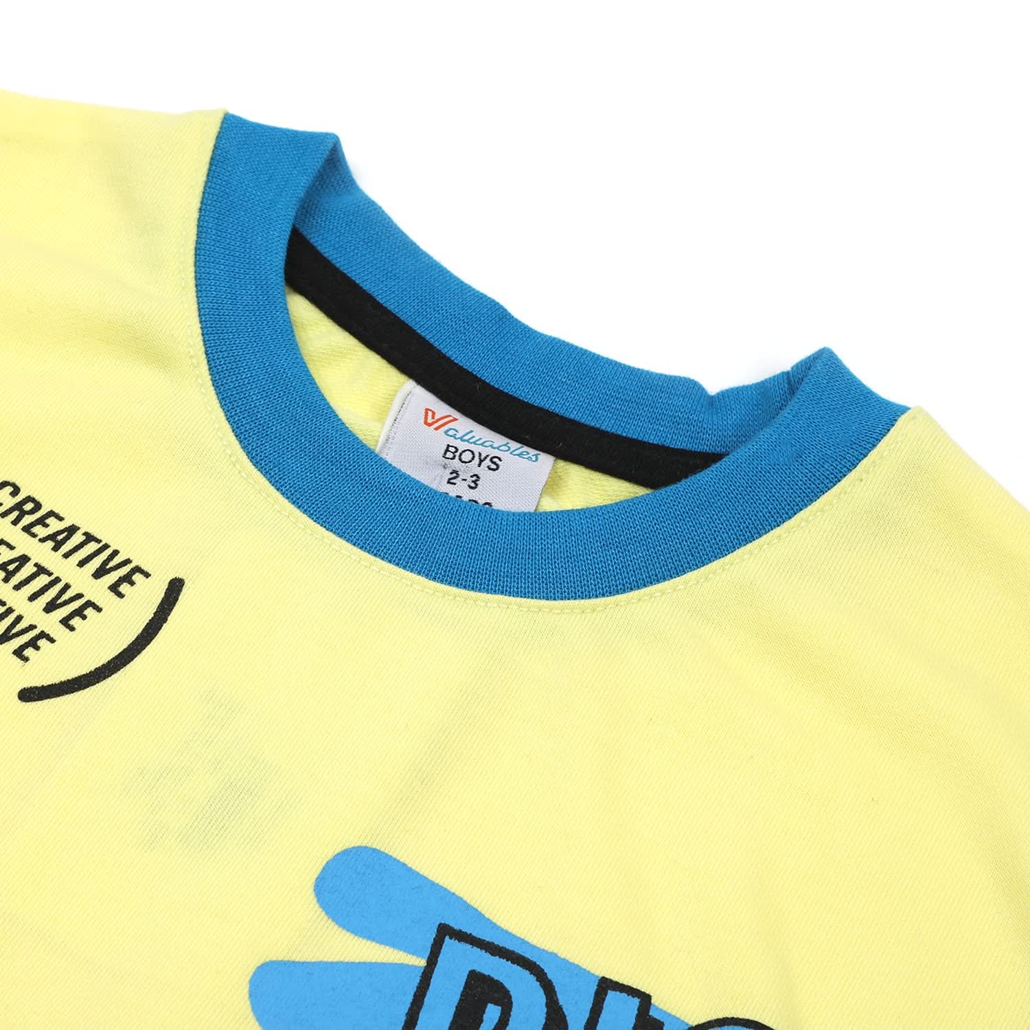 Boys Full Sleeves Round Neck T-Shirt - Lemon, Boys T-Shirts, Chase Value, Chase Value