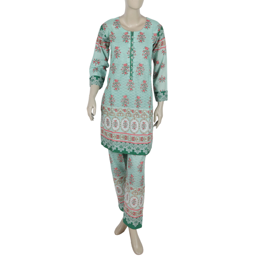 Women's Digital Printed Khaddar 2pcs Suit - Light Green