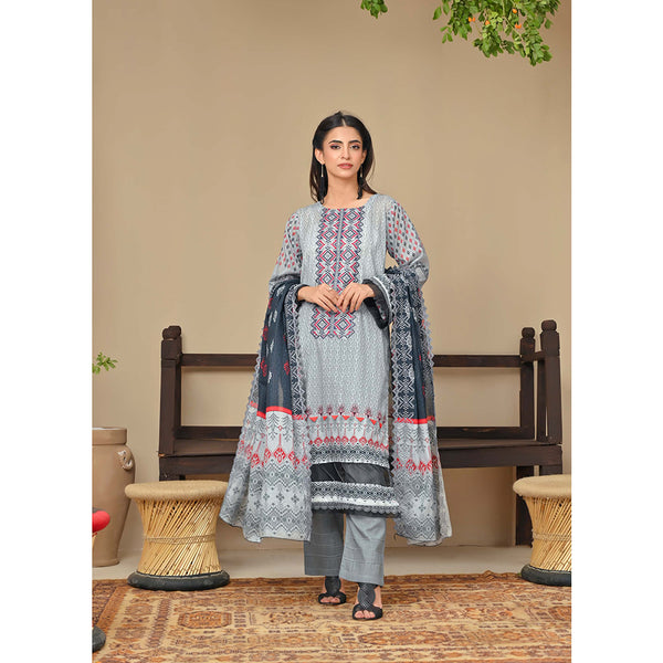 Amaya Lawn Printed Embroidered Unstiched 3Pcs Suit - 4, Women, 3Pcs Shalwar Suit, Zesh Textile, Chase Value