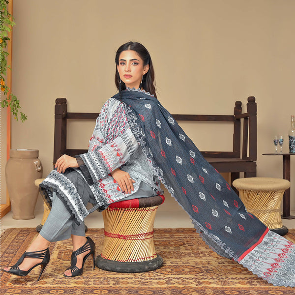 Amaya Lawn Printed Embroidered Unstiched 3Pcs Suit - 4, Women, 3Pcs Shalwar Suit, Zesh Textile, Chase Value