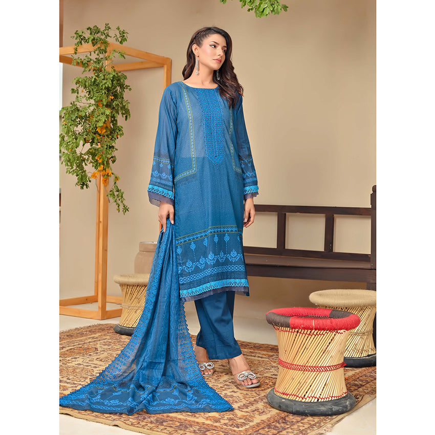 Amaya Lawn Printed Embroidered Unstiched 3Pcs Suit - 8, Women, 3Pcs Shalwar Suit, Zesh Textile, Chase Value