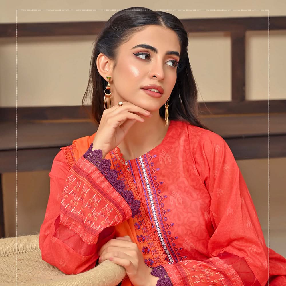 Amaya Lawn Printed Embroidered Unstiched 3Pcs Suit - 3, Women, 3Pcs Shalwar Suit, Zesh Textile, Chase Value