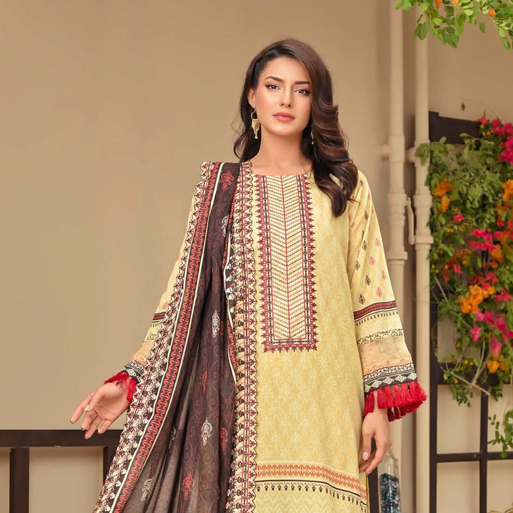 Amaya Lawn Printed Embroidered Unstiched 3Pcs Suit - 6, Women, 3Pcs Shalwar Suit, Zesh Textile, Chase Value