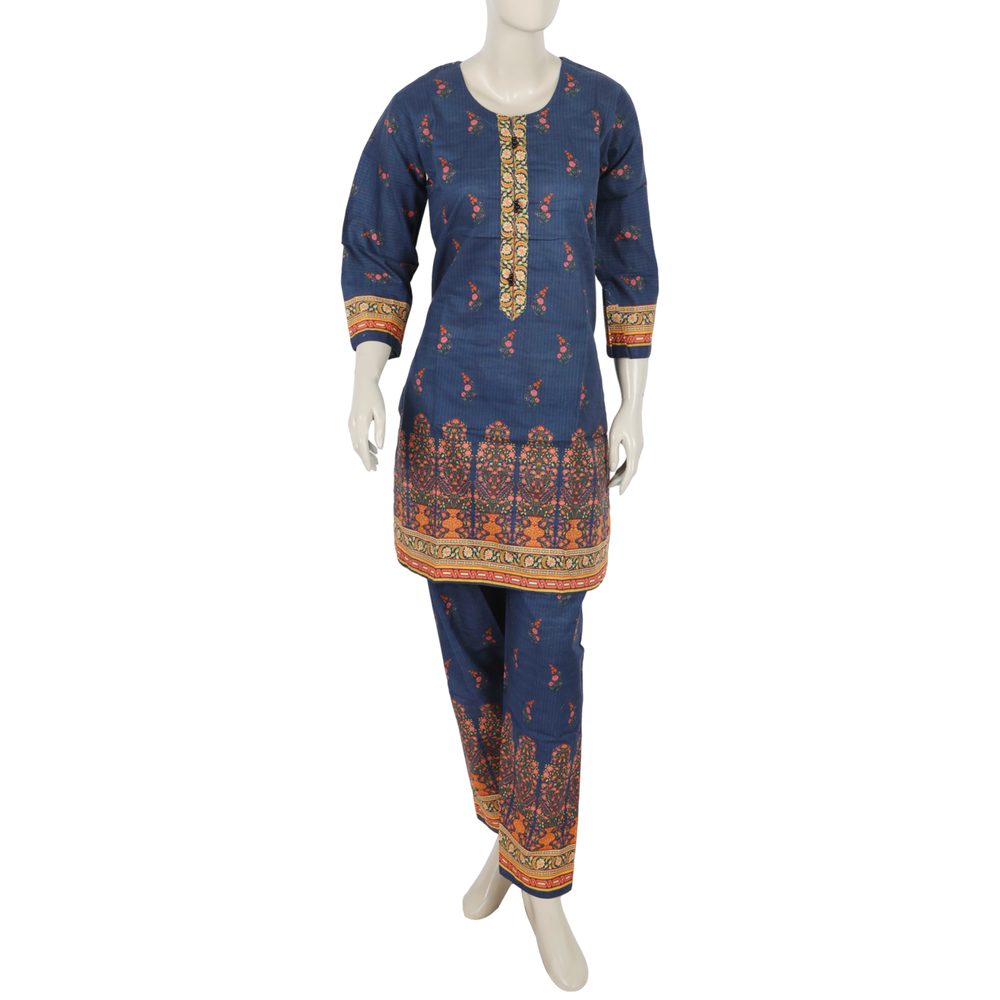 Women's Digital Printed Khaddar 2pcs Suit - Navy Blue, Women Shalwar Suits, Chase Value, Chase Value