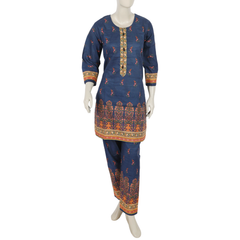 Women's Digital Printed Khaddar 2pcs Suit - Navy Blue