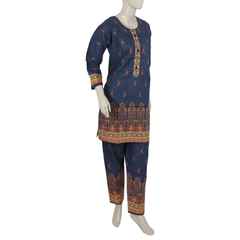 Women's Digital Printed Khaddar 2pcs Suit - Navy Blue