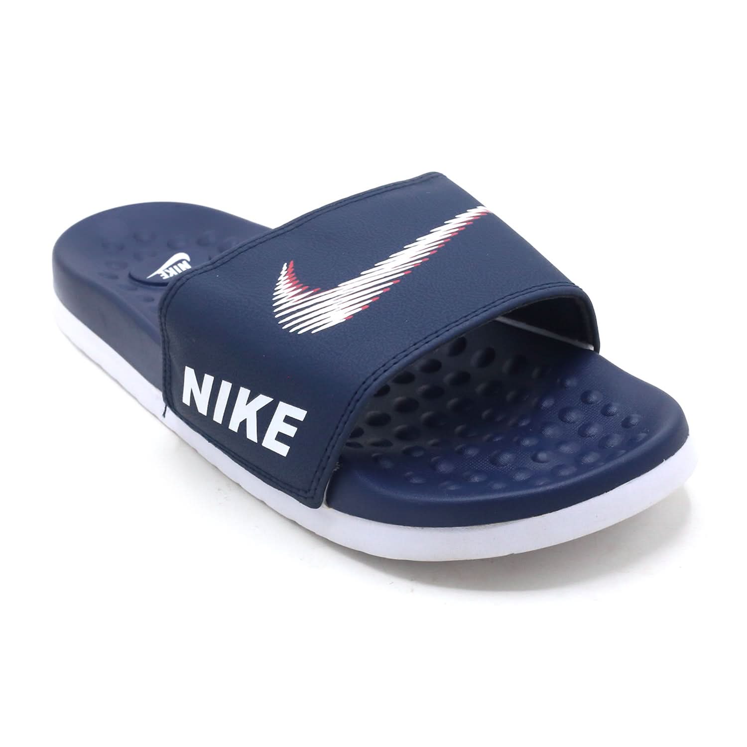 Synthetic Slip On Flat Nike 22 Slider - Navy Blue, Men's Slippers, Chase Value, Chase Value