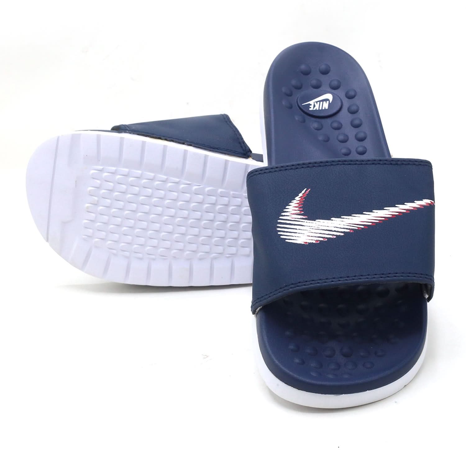 Synthetic Slip On Flat Nike 22 Slider - Navy Blue, Men's Slippers, Chase Value, Chase Value