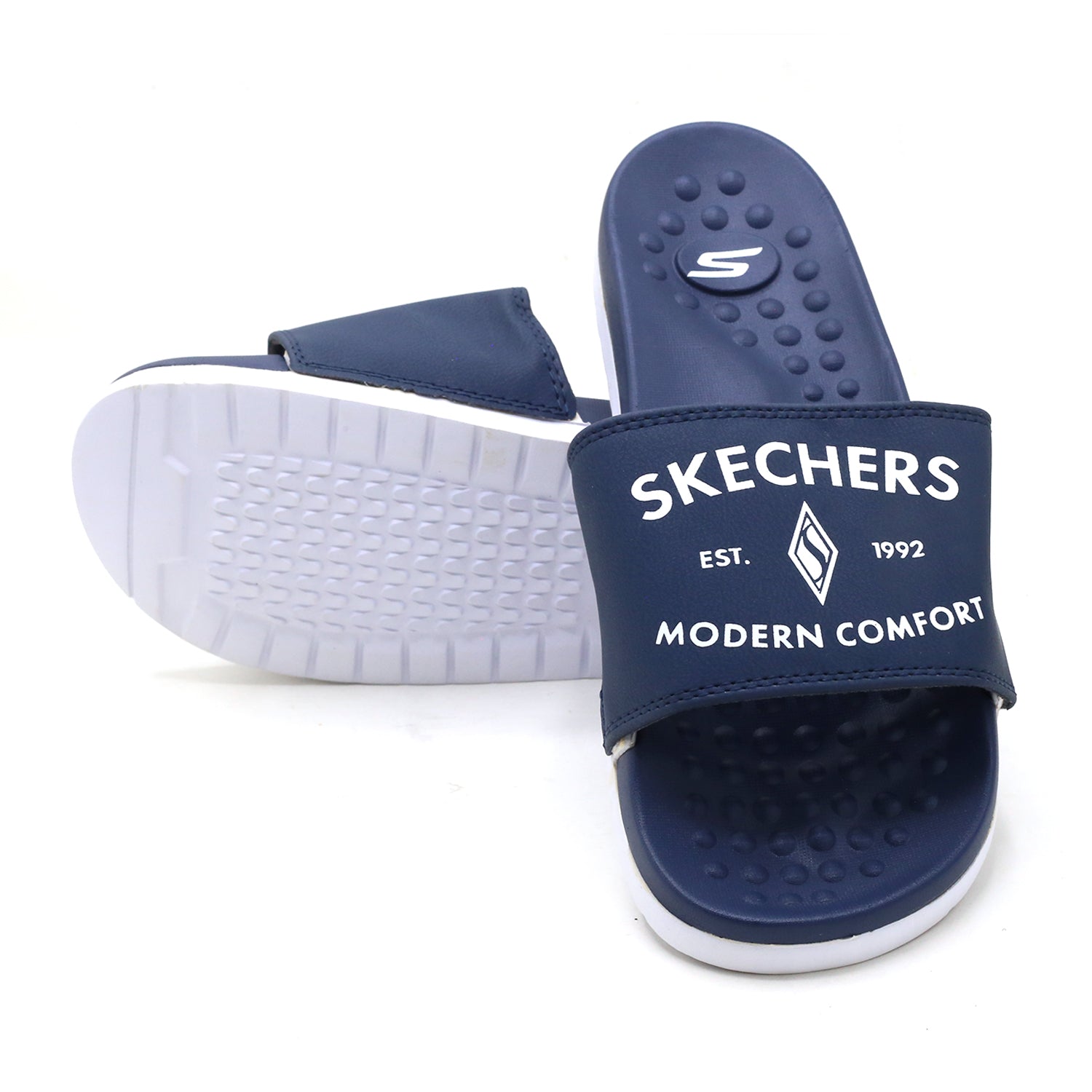 Skechers Modern Comfort Slider For Men - Navy Blue, Men's Slippers, Chase Value, Chase Value