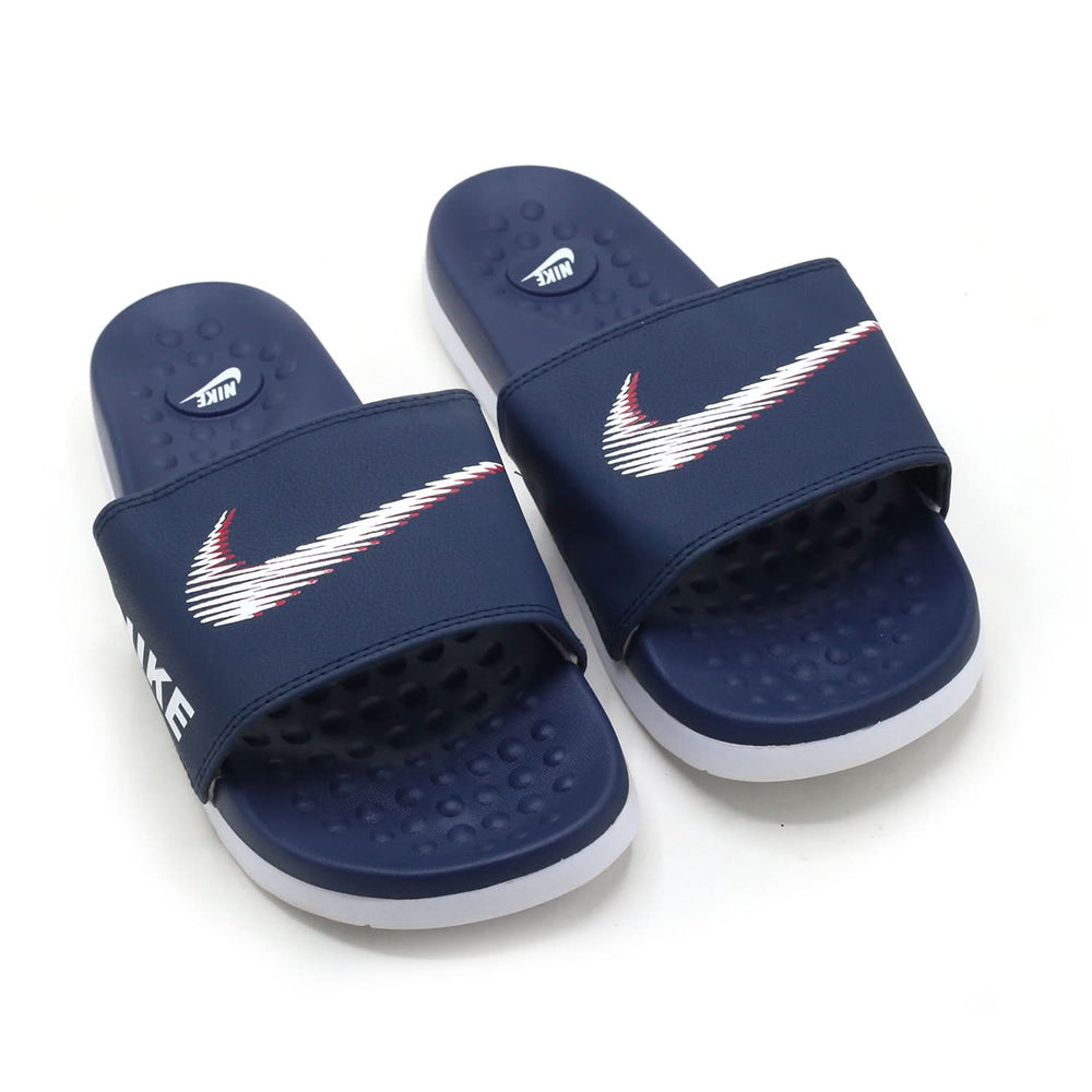 Synthetic Slip On Flat Nike 22 Slider - Navy Blue, Men's Slippers, Chase Value, Chase Value